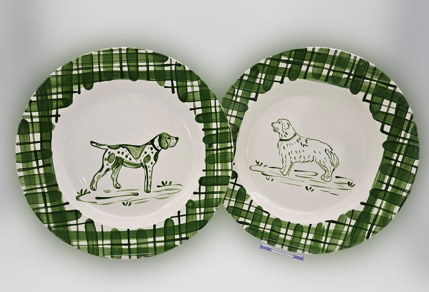 Sporting Dogs Collectible Plate - 11" Decorative Plate, Plate Wall, Hand Painted Plate