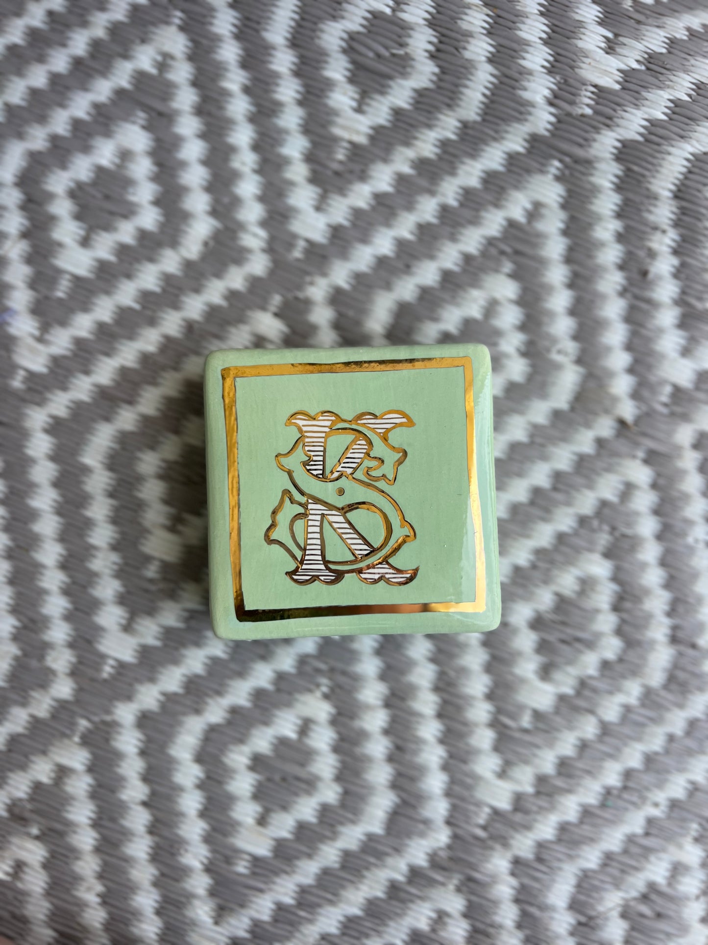 Monogrammed Jewelry Box in Gold