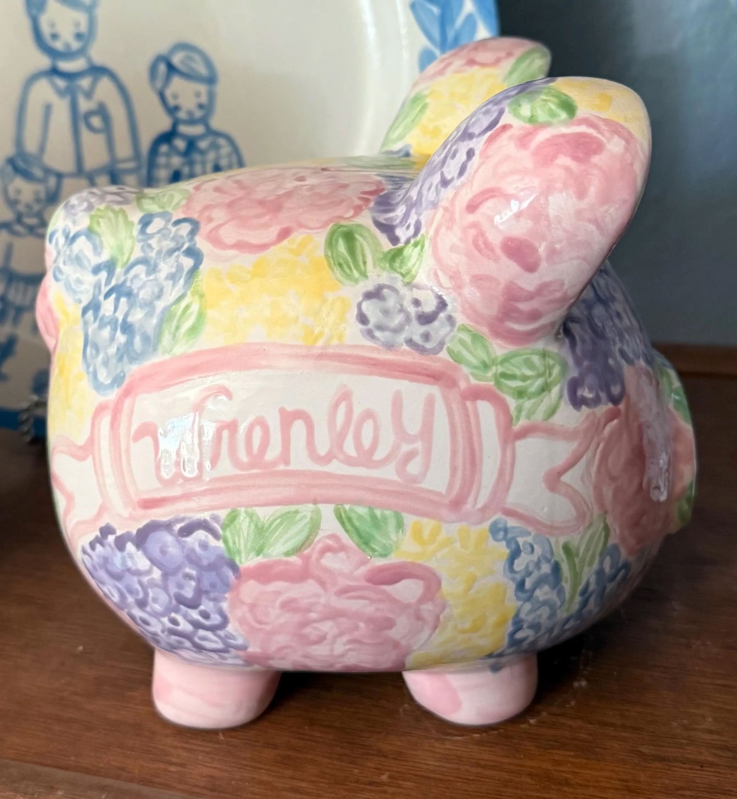 Classic Ceramic Piggy Bank - Wildflowers
