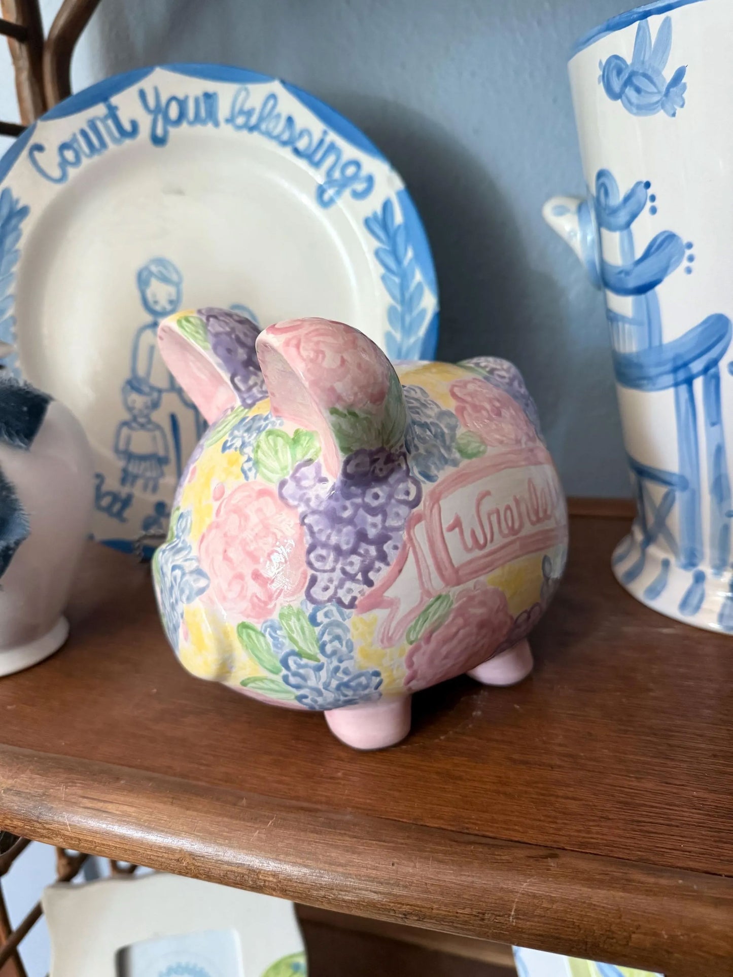Classic Ceramic Piggy Bank - Wildflowers