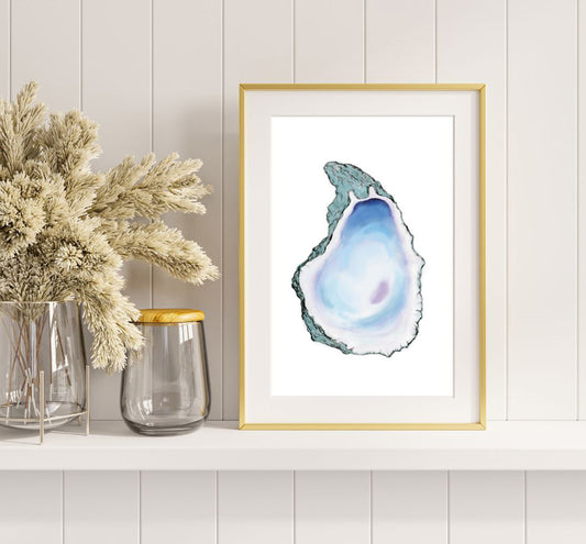 Blue One - Oyster Shell Watercolor - Print by L. Leonard