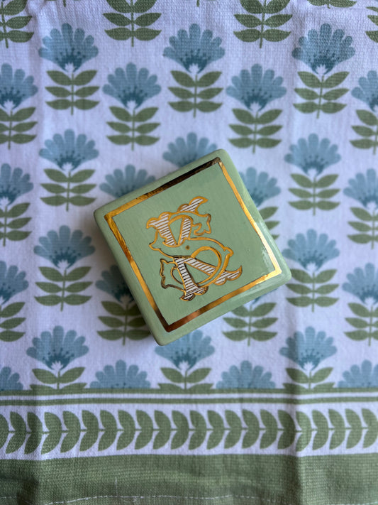 Monogrammed Jewelry Box in Gold
