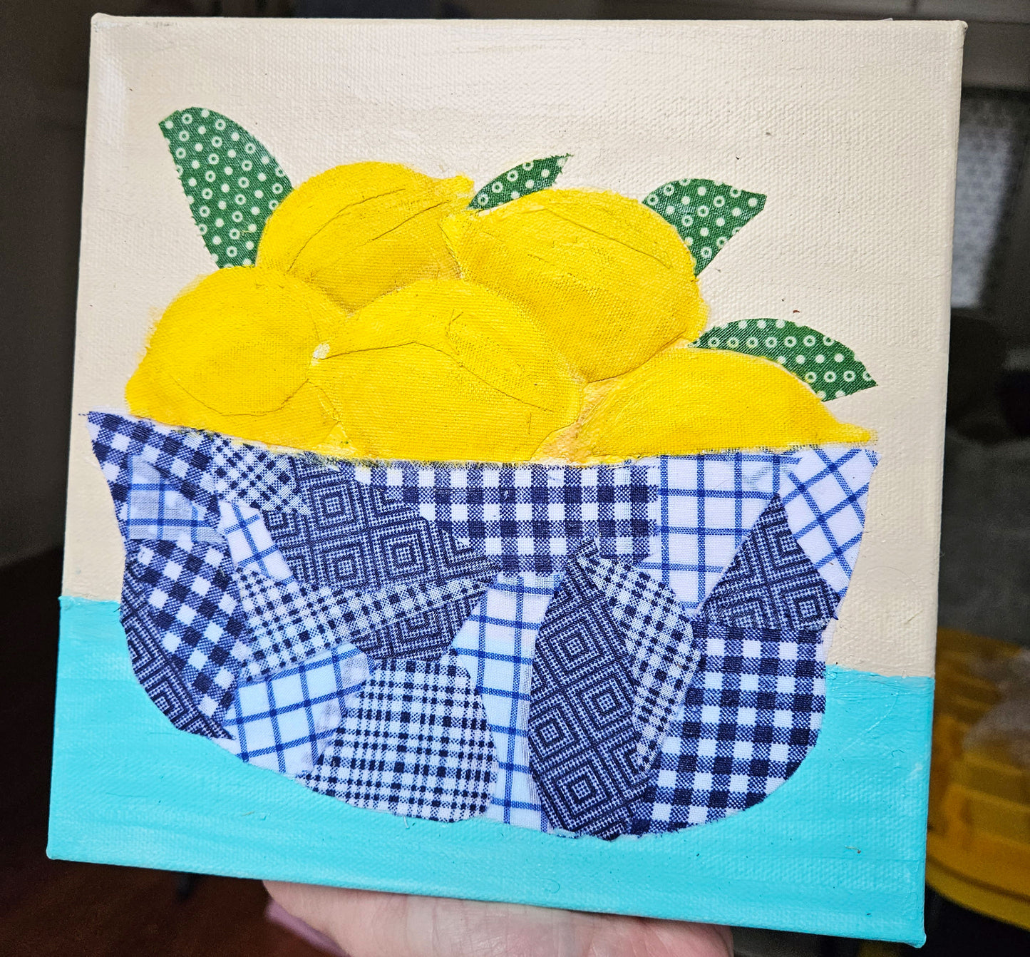 Lemon Bowl - Mixed Media Canvas