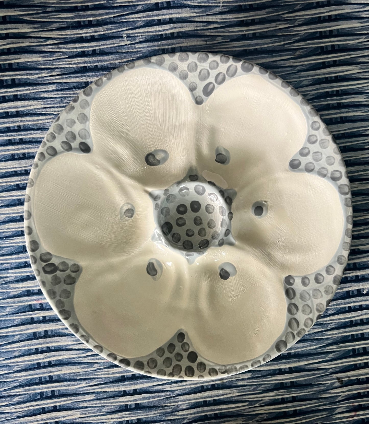 Hand Painted Cast Oyster Plate - Gray