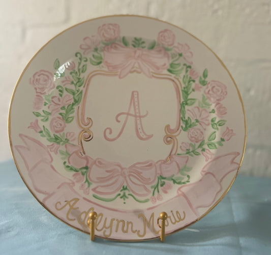 Birthday Plate - Monogram Floral Design