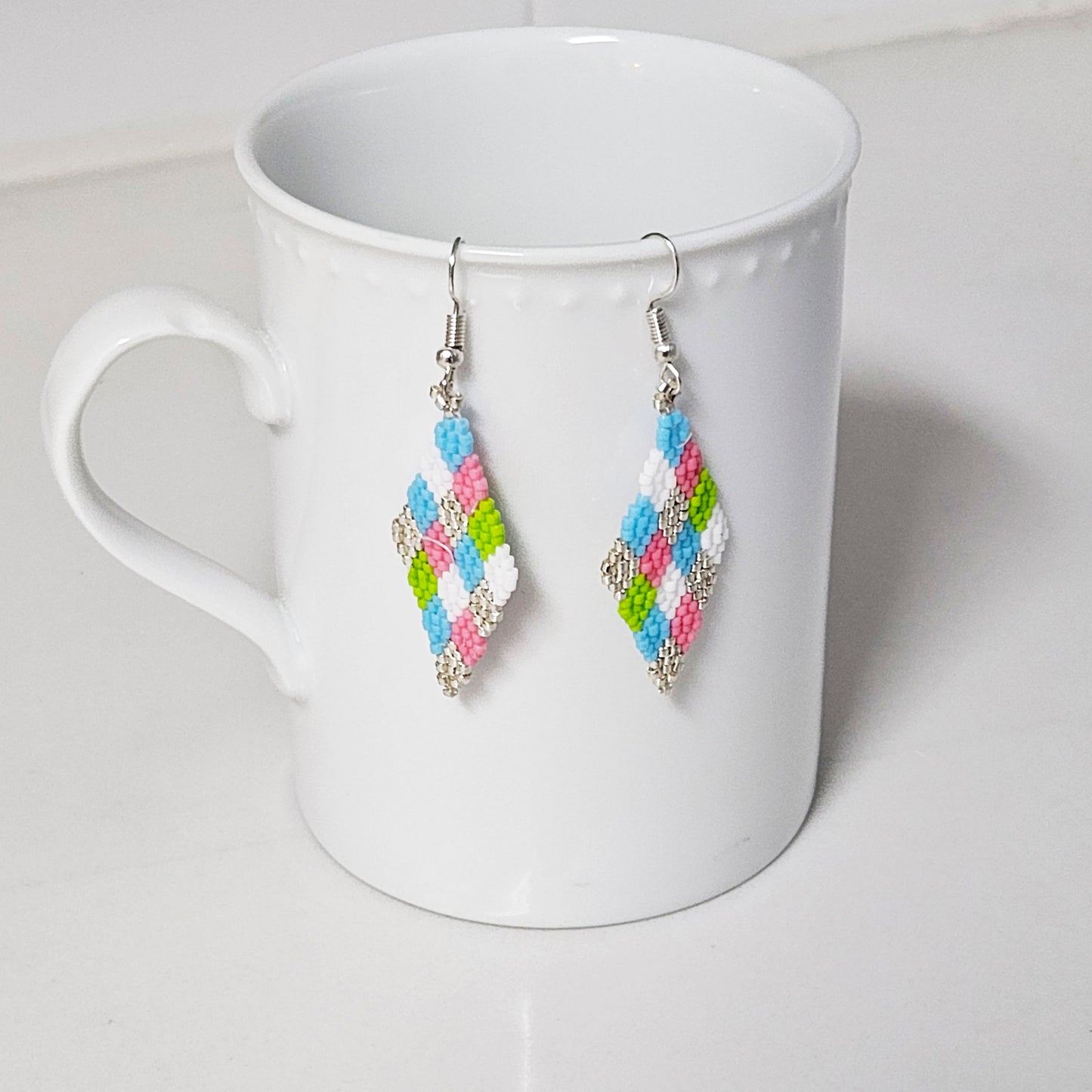 Pastel Diamond Beaded Earrings by Georgia Lee