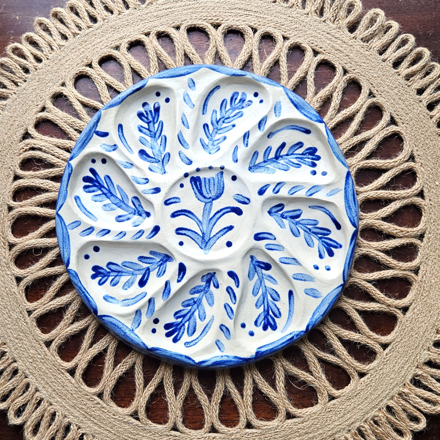 SOLD - Oyster Plate 7" in Blue and White