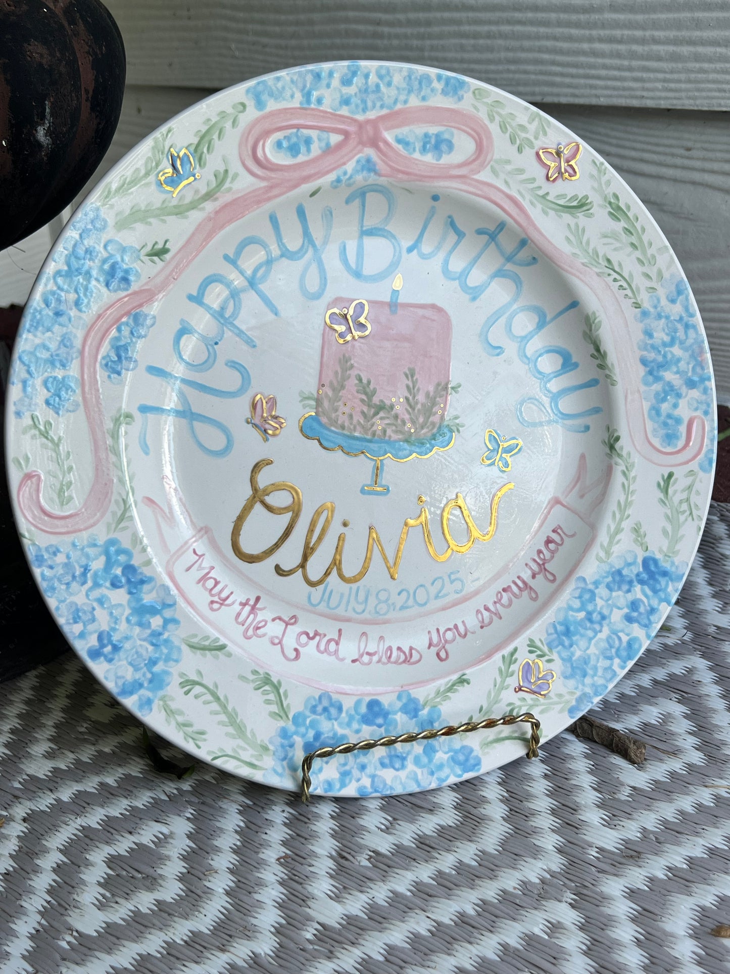 Butterfly Birthday Plate with Gold Detail