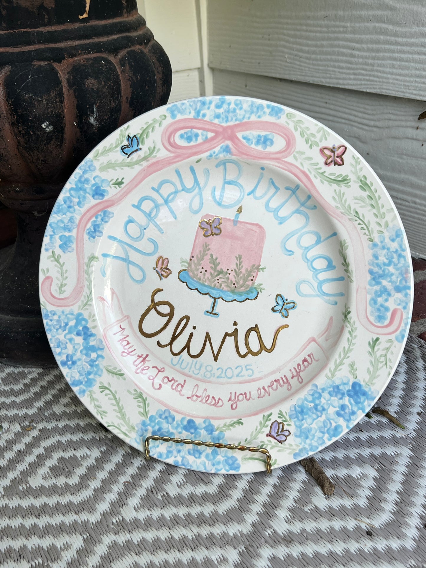 Butterfly Birthday Plate with Gold Detail