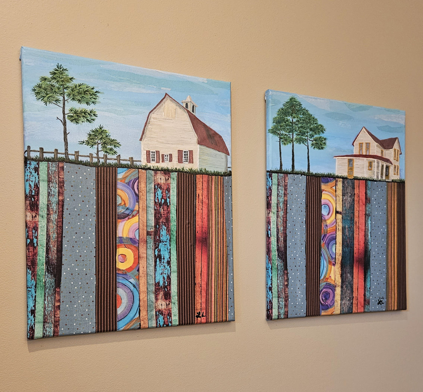 Roots Series - Mixed Media Canvas - Farmhouse Gables