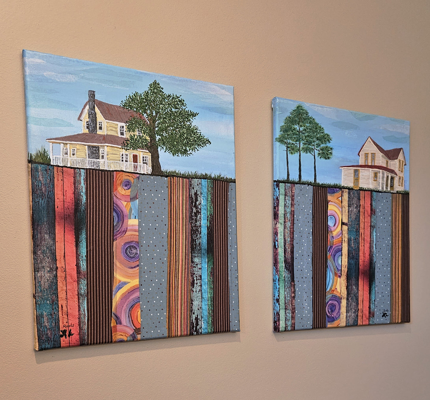 Roots Series - Mixed Media Canvas - Farmhouse Gables