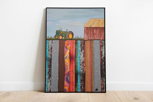 Roots Series - Mixed Media Canvas - Tractor by Red Shed