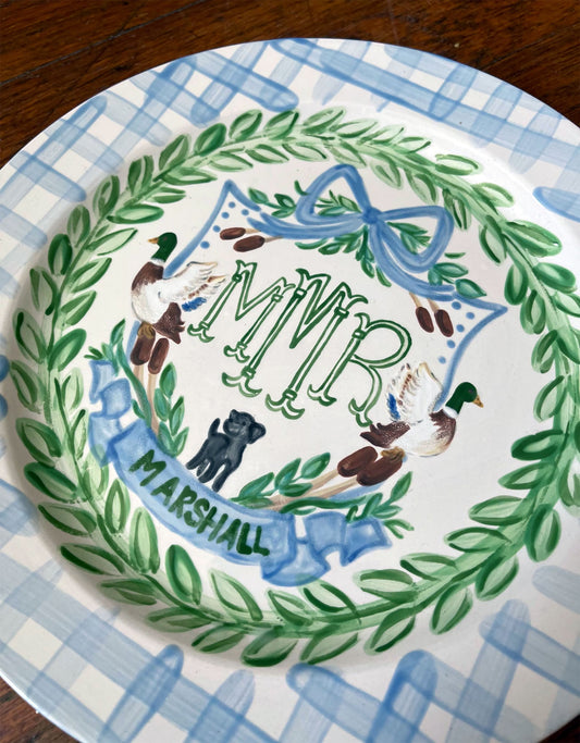 Birthday Plate - Monogram Mallard Crest Woodland Series Nursery Plate
