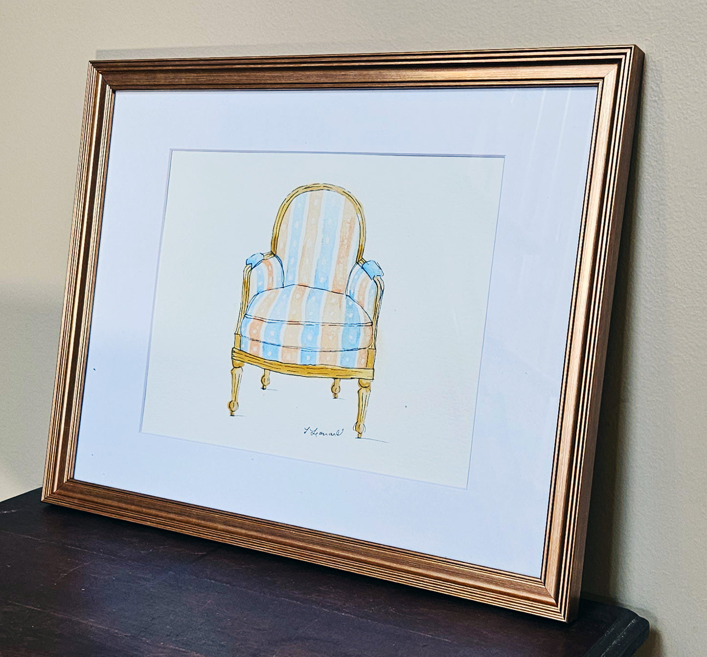 Sitting Pretty - Barrel Back Bergere Chair - Watercolor Print by L. Leonard