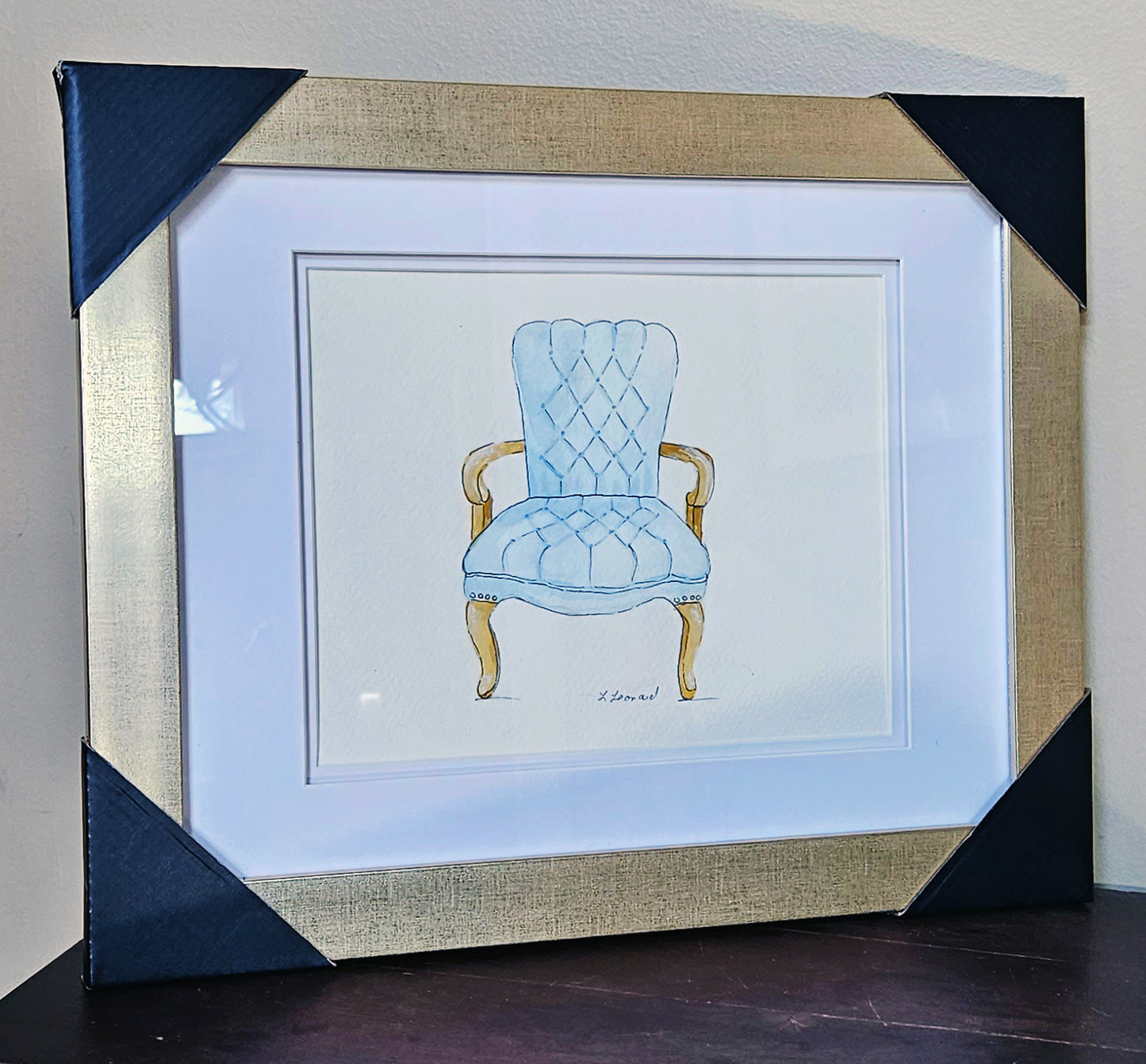 Sitting Pretty - Tufted Chair - Watercolor Print by L. Leonard