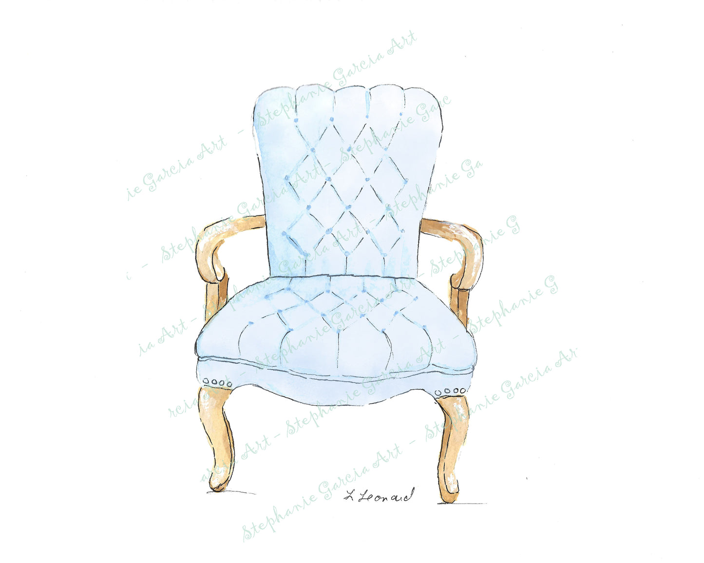 Sitting Pretty - Tufted Chair - Watercolor Print by L. Leonard