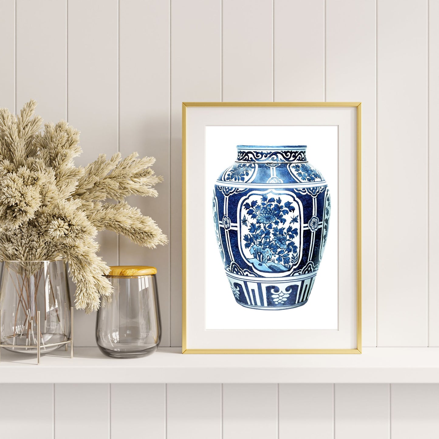 Ming Vase Flowers - Art Print by L. Leonard