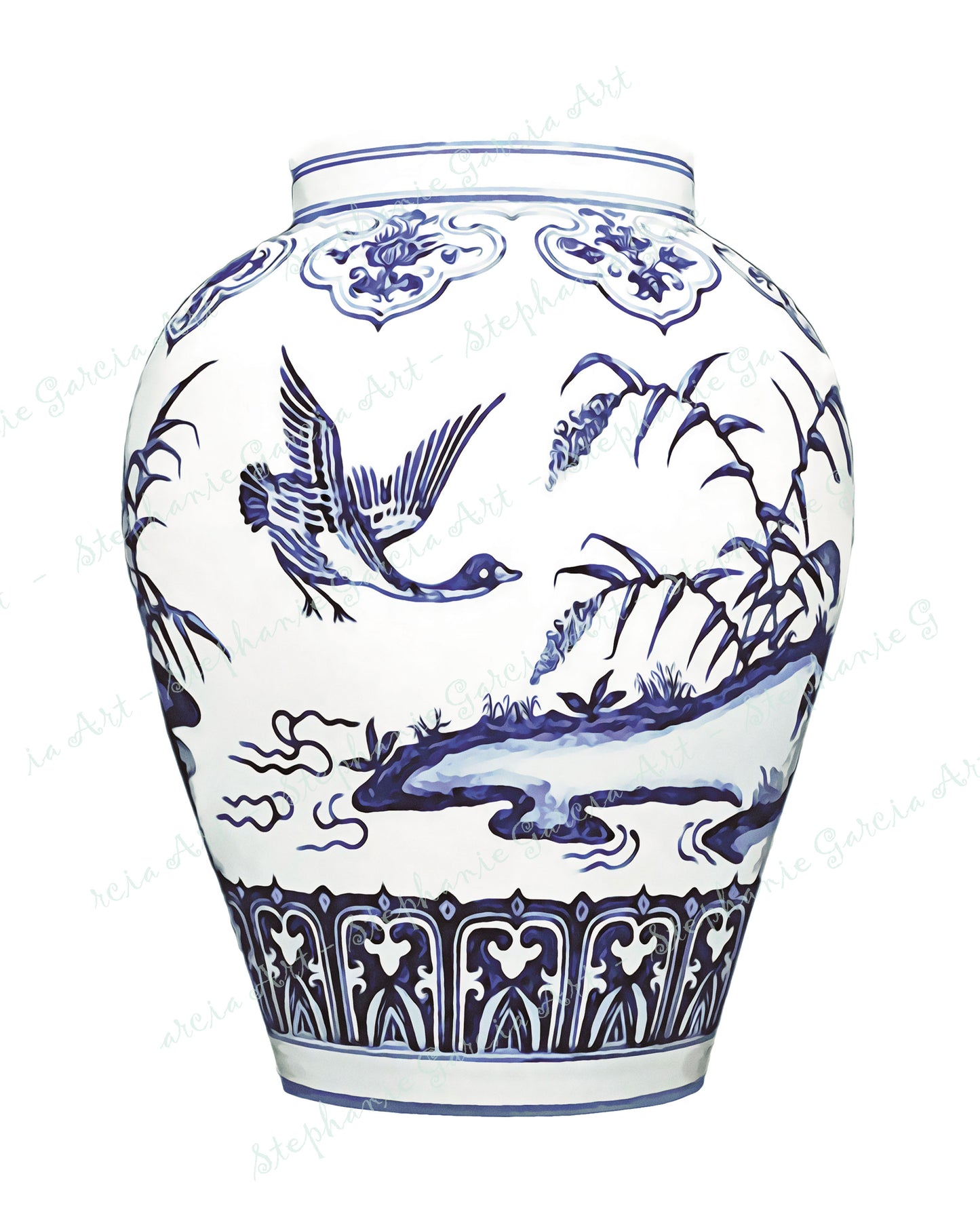 Ming Vase Duck - Art Print by L. Leonard