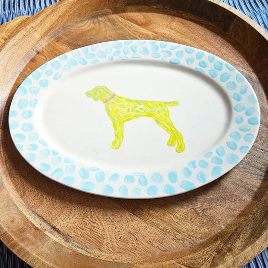 Handpainted Pointer Dog Platter 15"