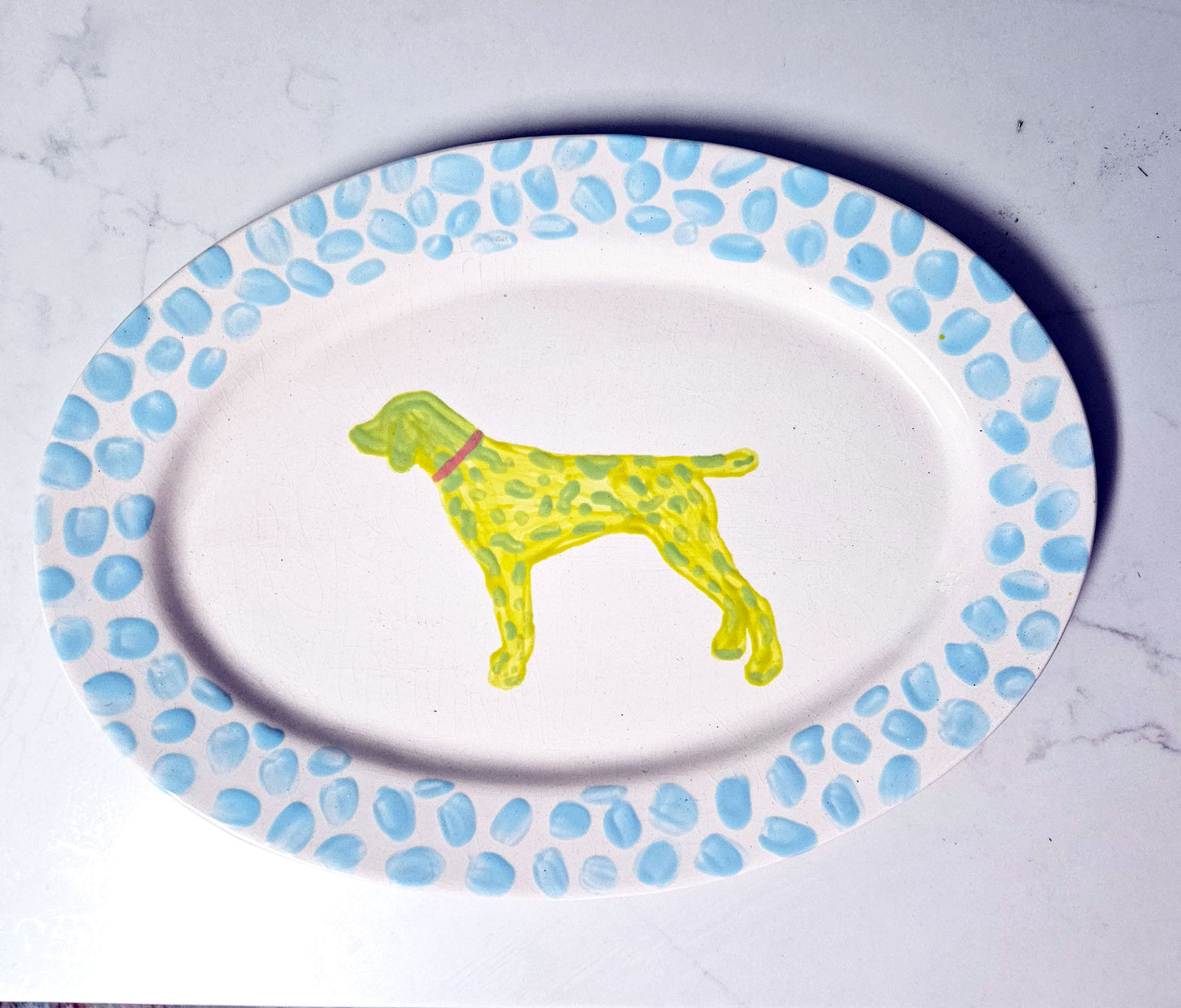 Handpainted Pointer Dog Platter 15"