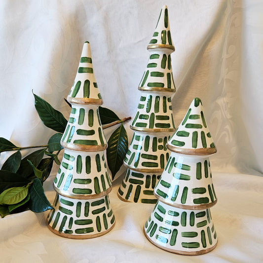Tannenbaum Trees - Green and White Crosshatch
