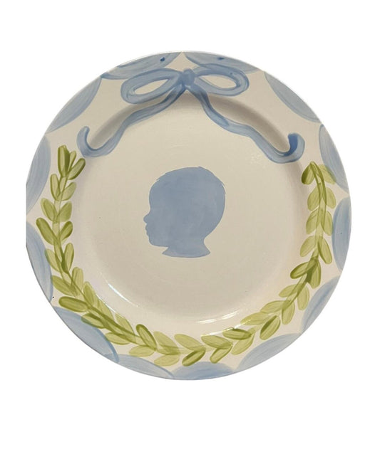 The Original Silhouette Plate - Two Color Wreath and Bow 11”