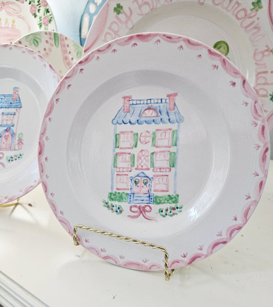 Dollhouse Village Collectible Plate - Holly Hall - 8" Decorative Plate, Plate Wall, Hand Painted Plate
