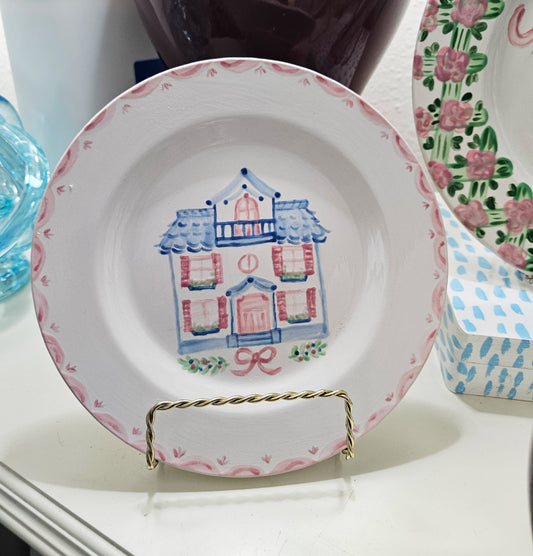 Dollhouse Village Collectible Plate - Primrose Place - 8" Decorative Plate, Plate Wall, Hand Painted Plate