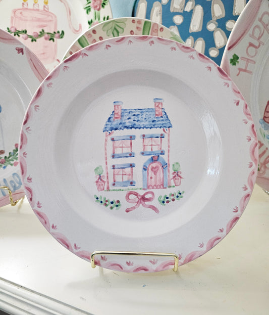 Dollhouse Village Collectible Plate - Camellia Cottage - 8" Decorative Plate, Plate Wall, Hand Painted Plate (Copy)