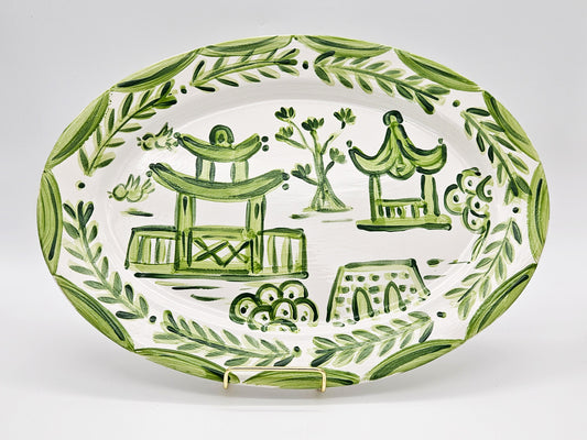 Hand Painted Chinoiserie Platter 15"