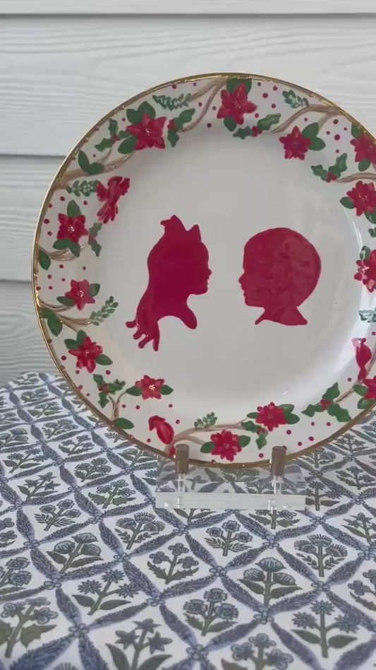 Christmas Silhouette Plate - Cardinal With Gold Accents