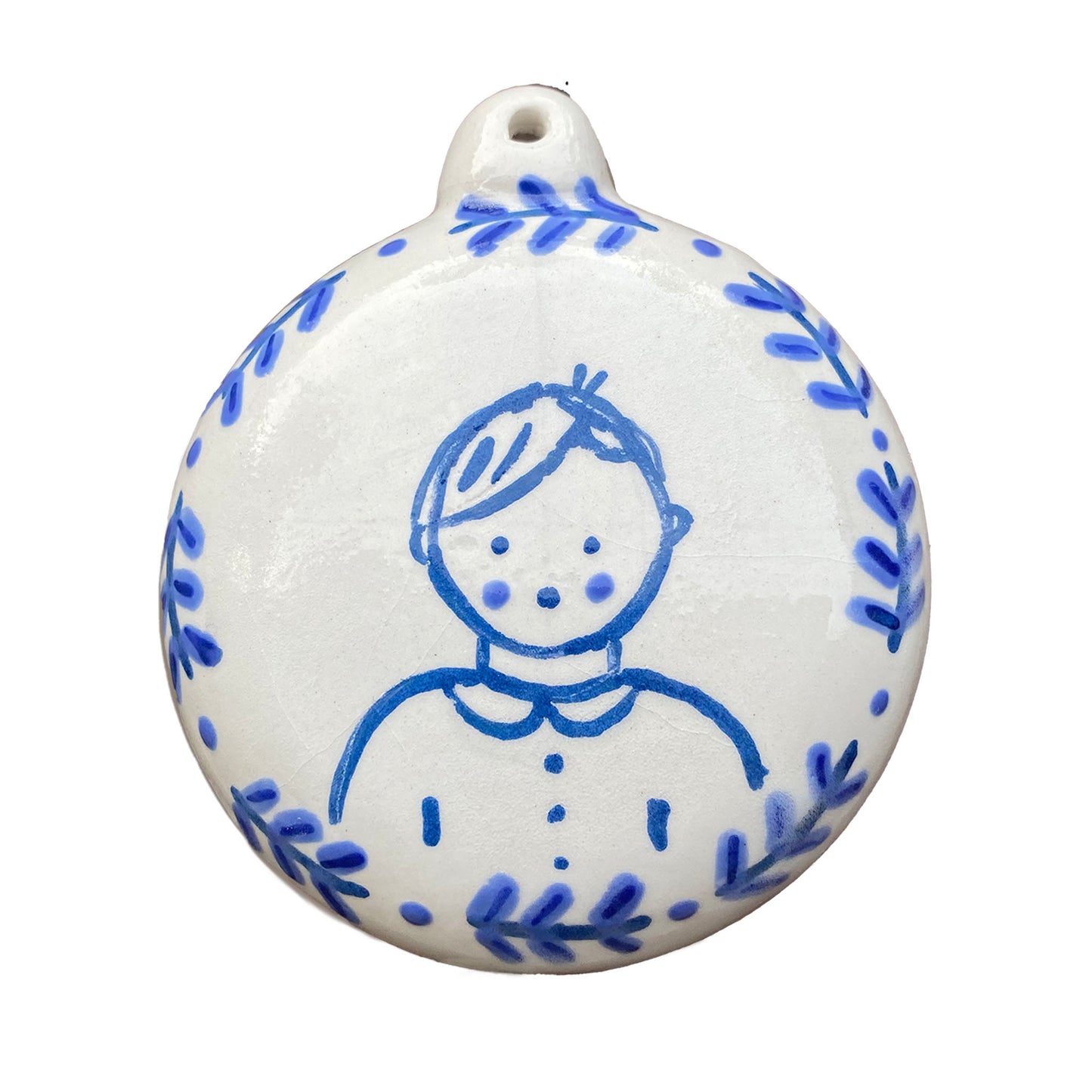 Ceramic Ornament With Portrait in Selected Color - Flat 3.5"