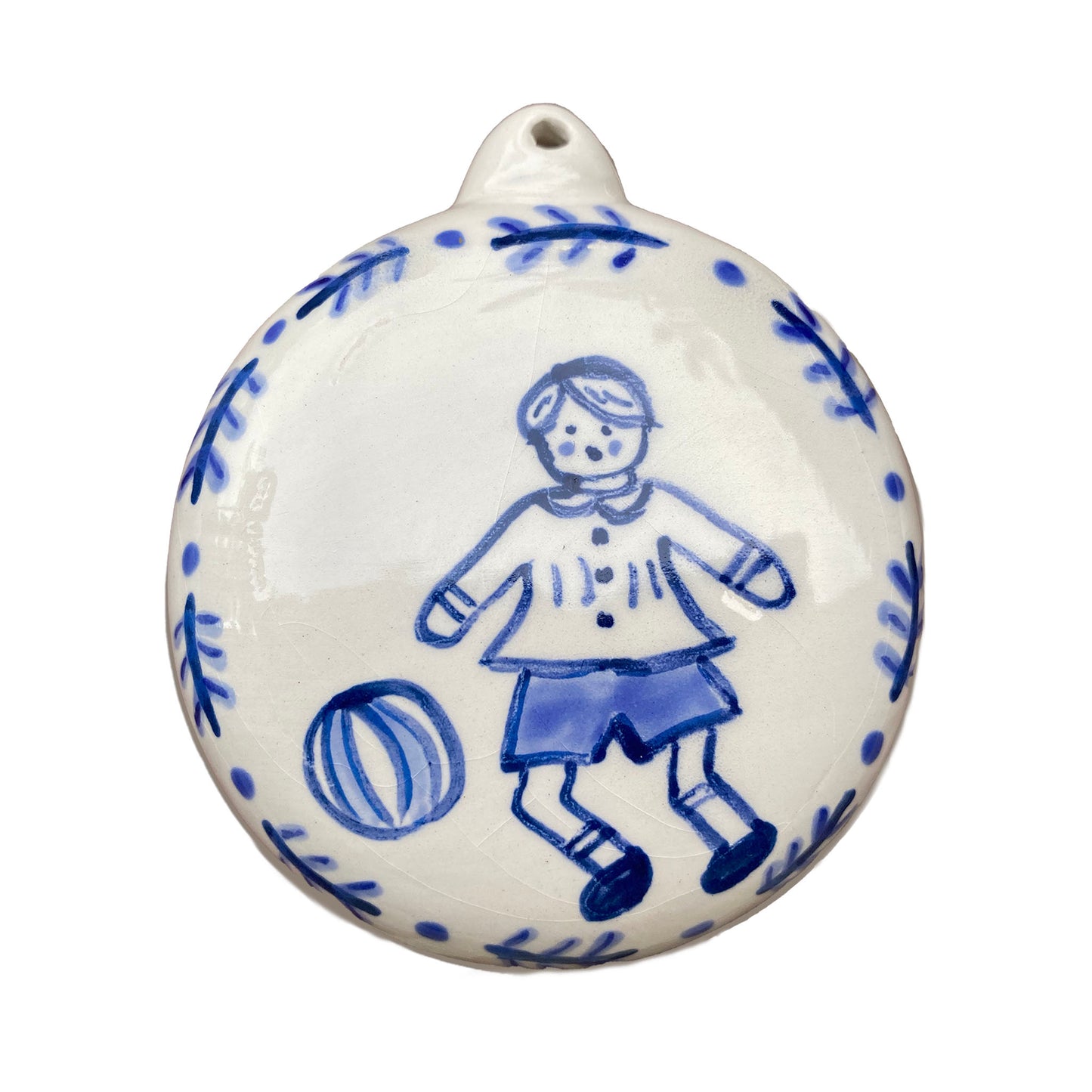 Ceramic Ornament With Portrait in Selected Color - Flat 3.5"