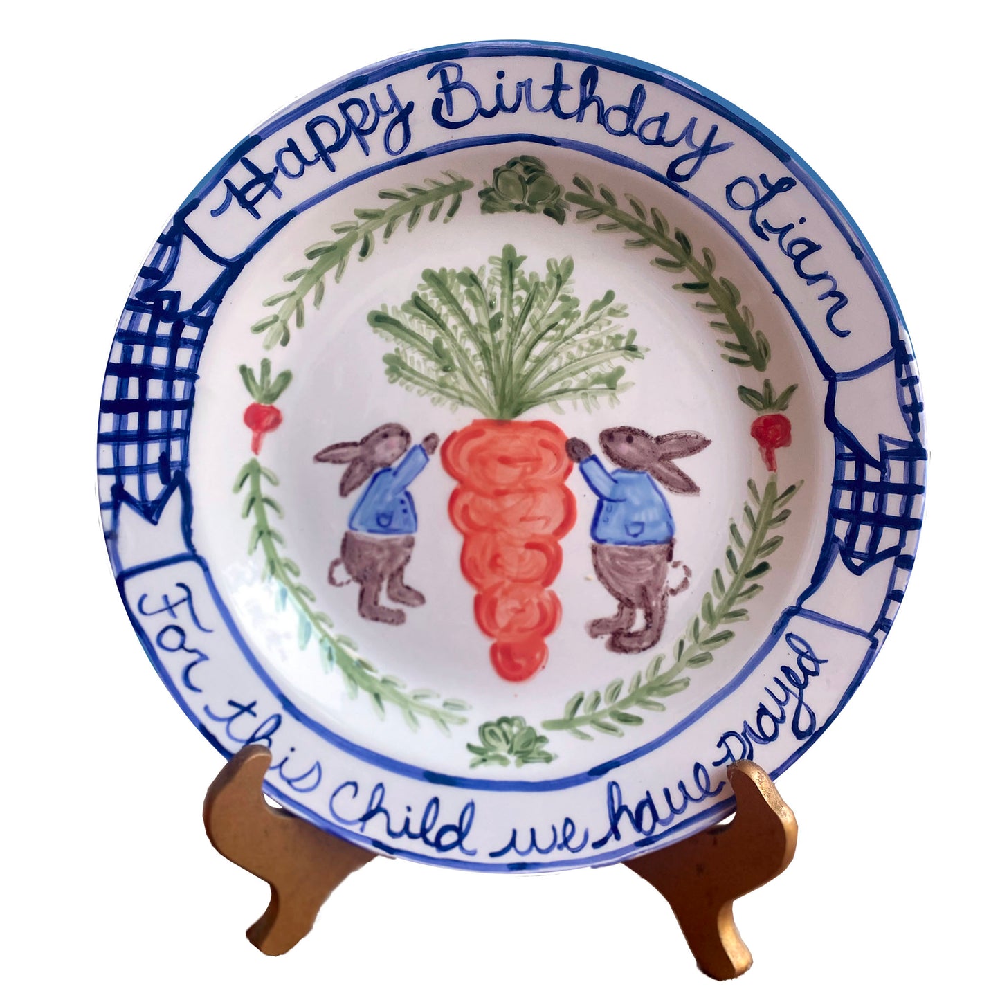 Birthday Plate For This Child Bunnies With Carrot