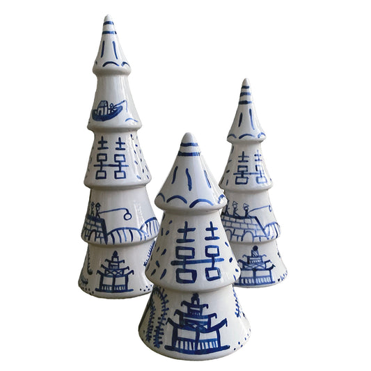 Christmas Trees Set of 3- Chinoiserie Print