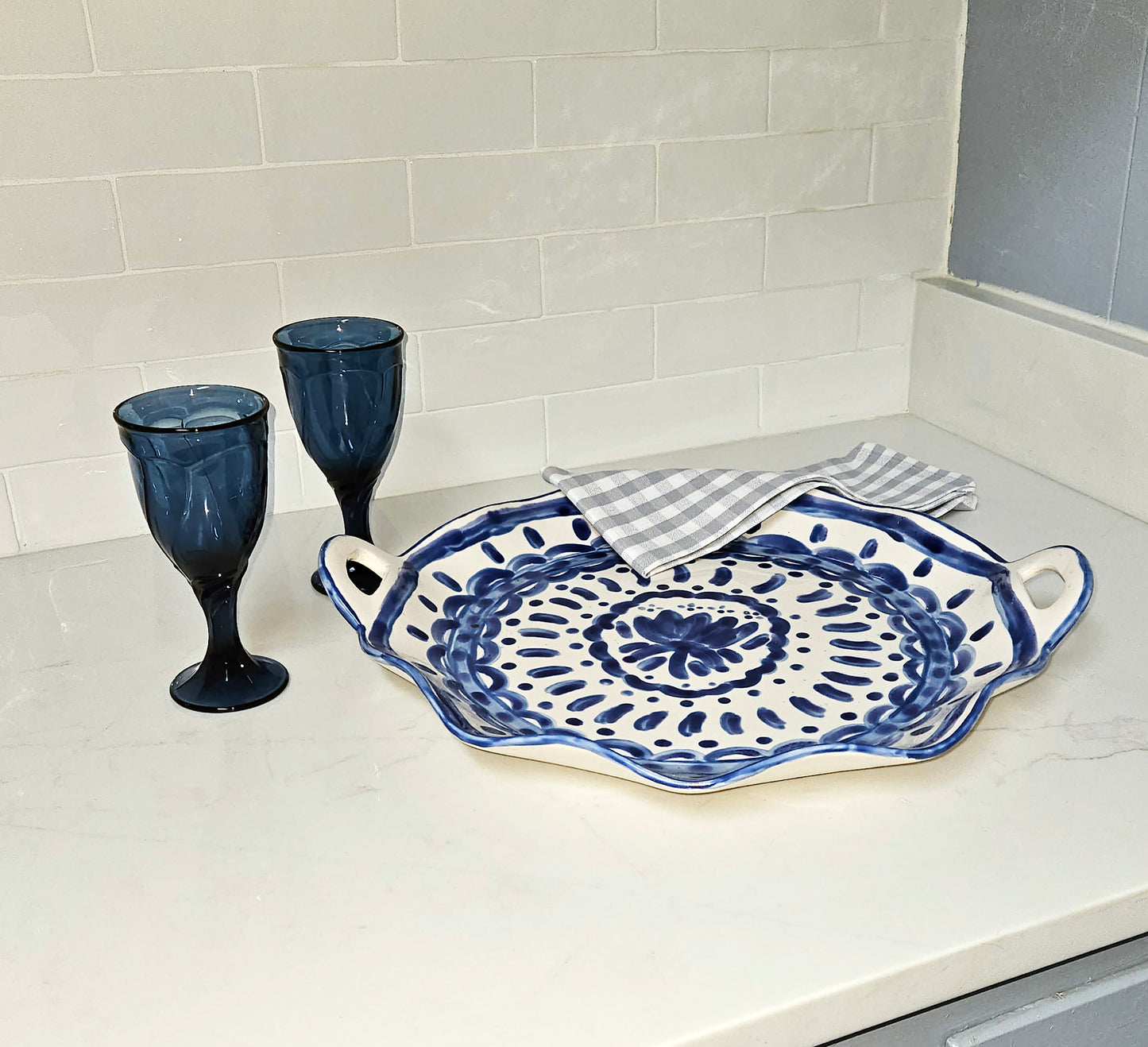 Ruffle Edge Serving Platter - Talavera Inspired