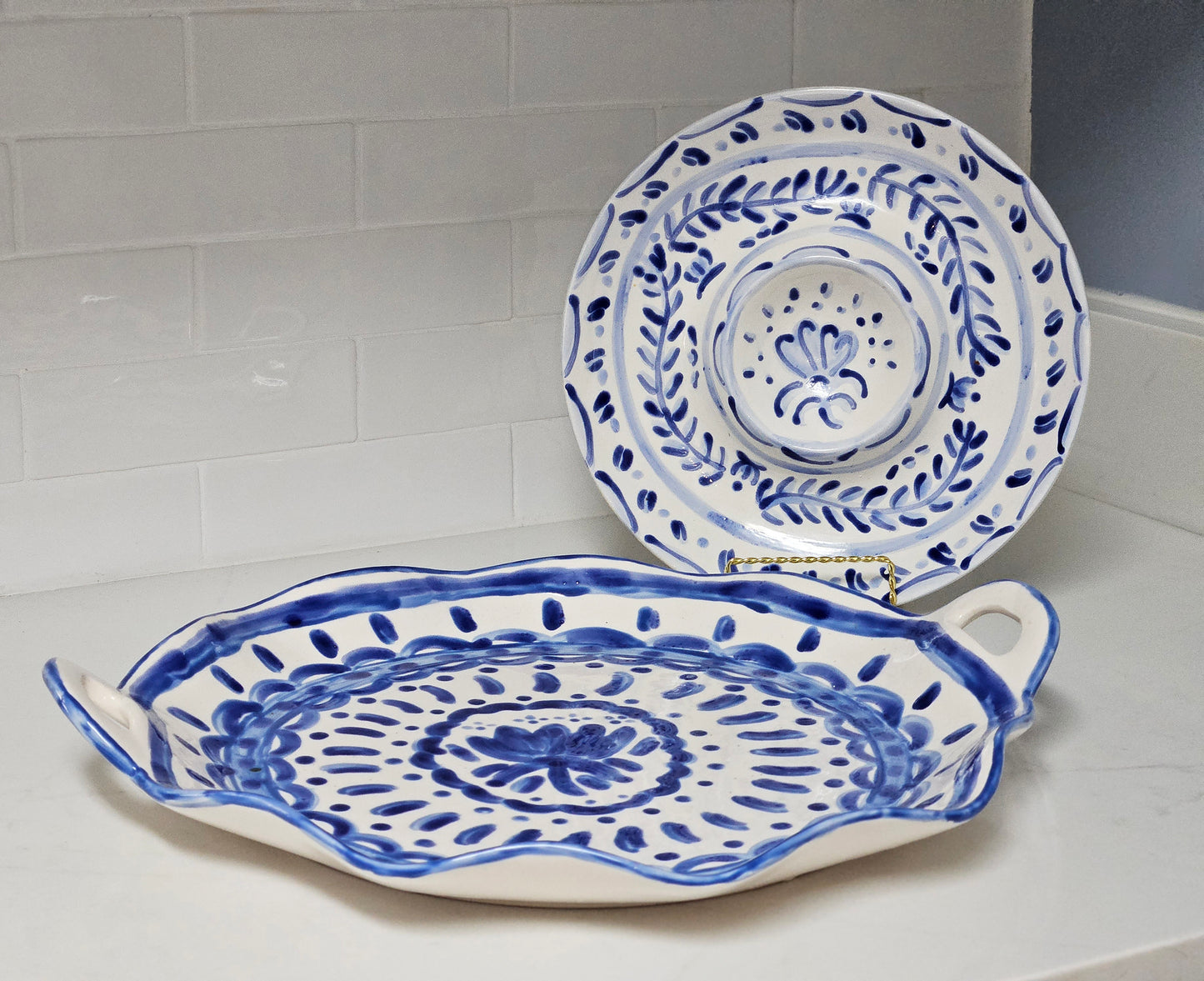 Ruffle Edge Serving Platter - Talavera Inspired